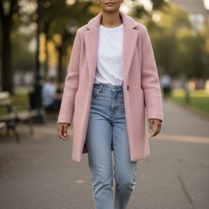 Pastel pink barbiecore midi coat